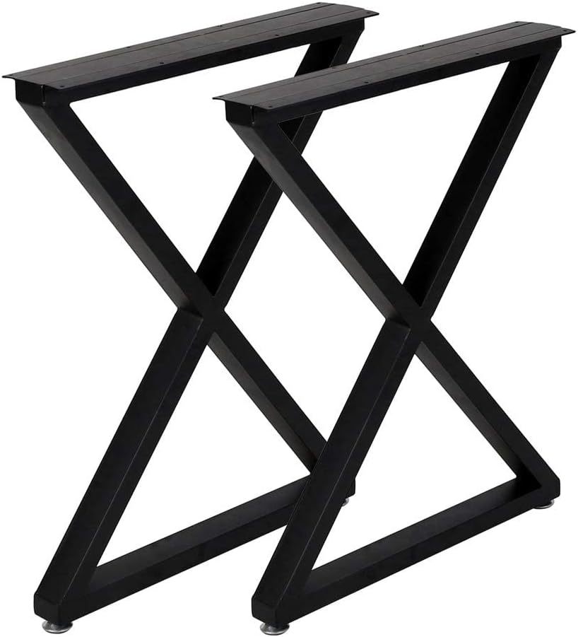 Metal Table Legs 28''x 24'' Heavy-Duty Desk Legs Industrial Furniture Legs for Dinning Table, Computer Table, Office Table (2Pcs)-Black