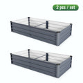 6x3x1 ft 2 pcs large Garden Bed Kit, Grey Galvanized Metal Outdoor Garden Boxes, Suitable for Outdoor Ground Gardens for Growing Plants, Vegetables Flowers Herb