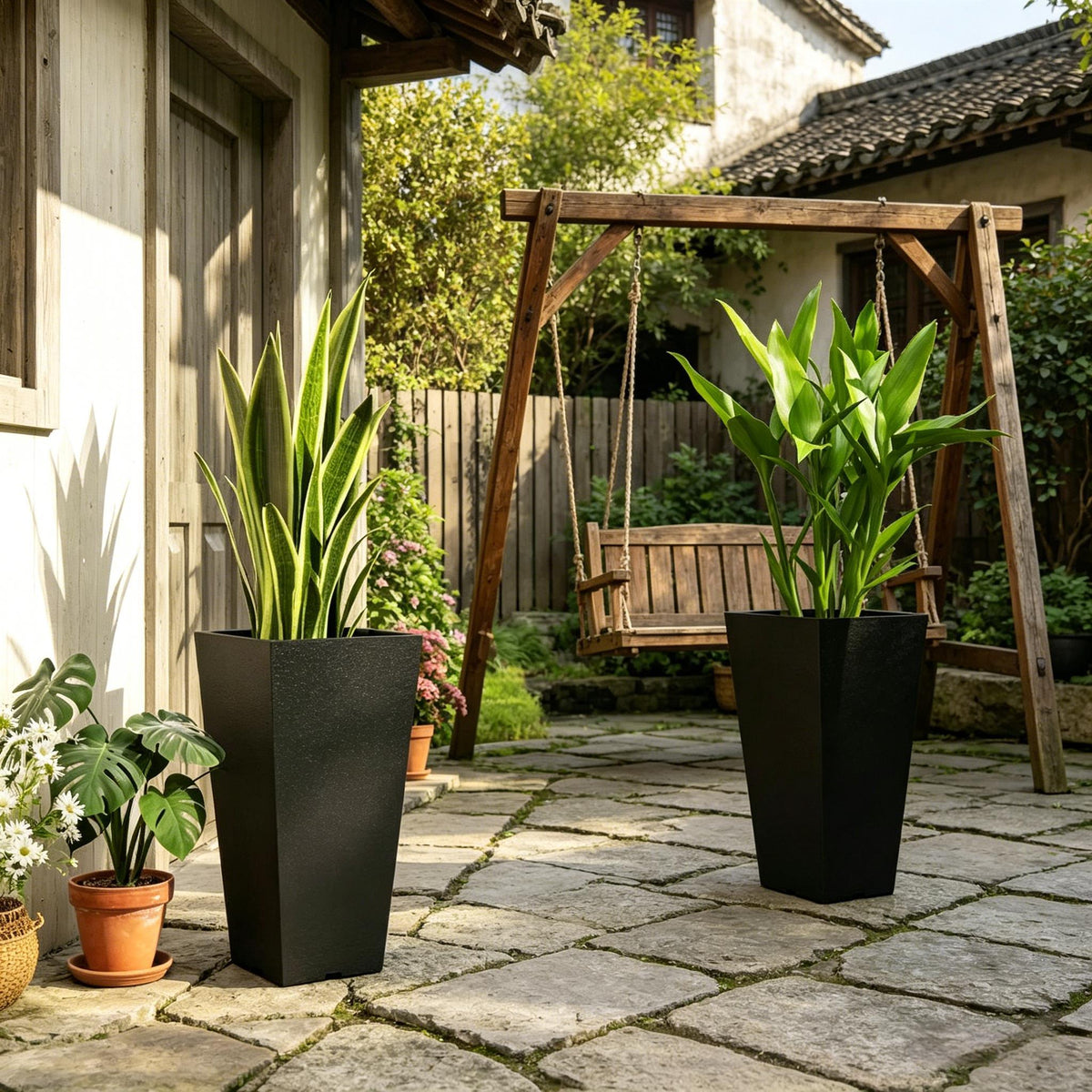 Set of 2 Flower Planters,Outdoor Tall Planters,Chic Planters