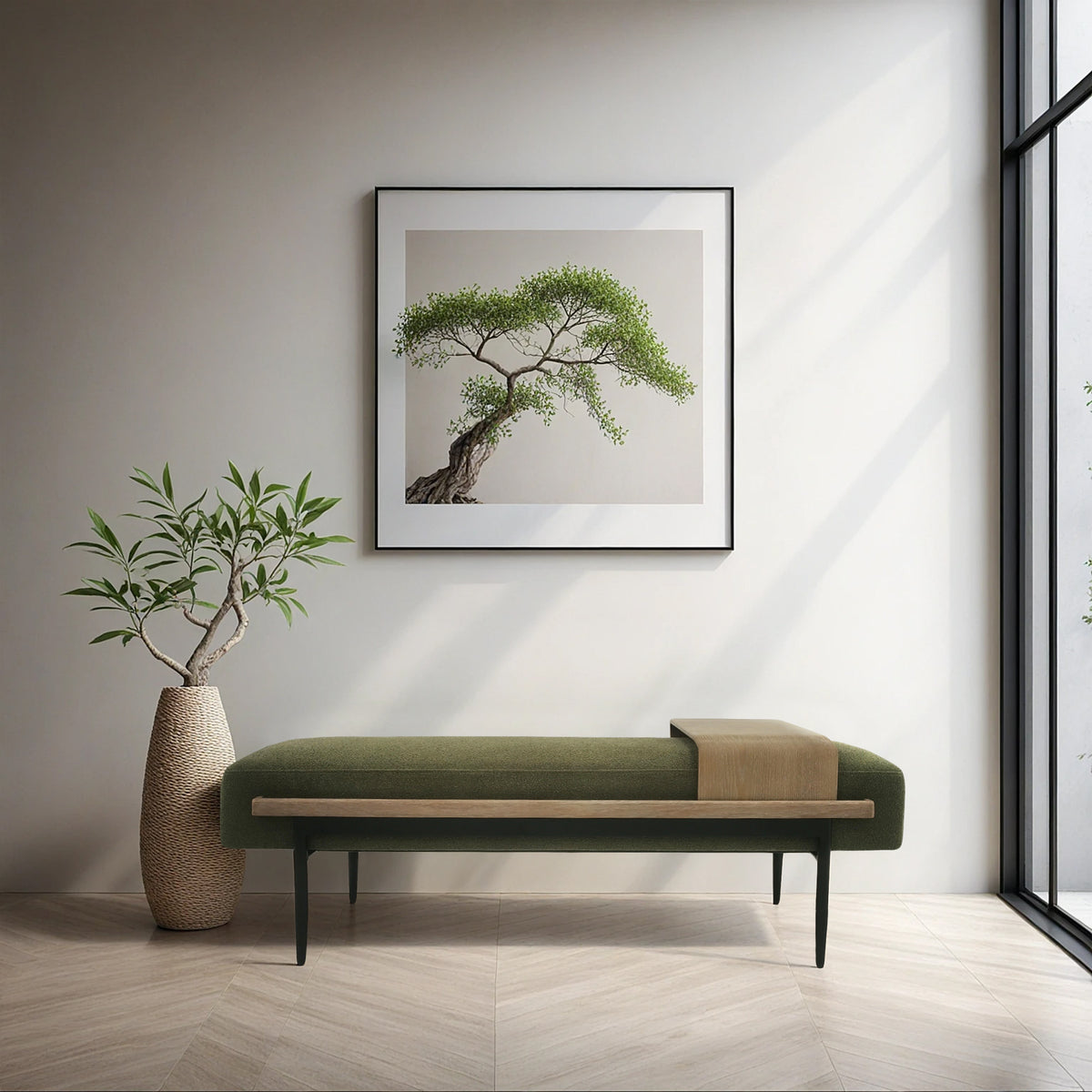 1 PCS Cocktail Ottoman with slide tray Green