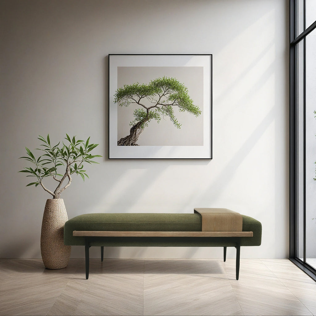 1 PCS Cocktail Ottoman with slide tray Green