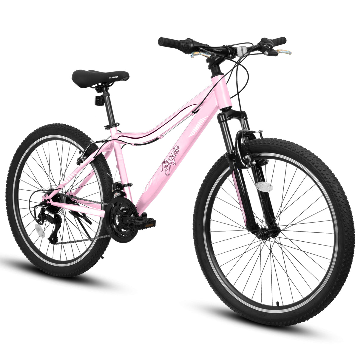 A24208D Mountain Bike 24/26 Inch, High-Density Carbon Steel Frame, 21 Speed, Front Suspension, Dual V-Brakes, 80% Pre-Assembled for Men Women Teens