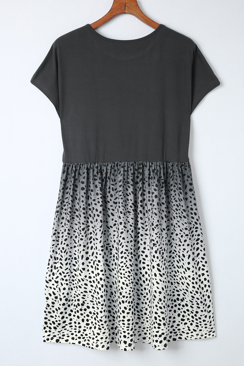 Leopard Dotted Contrast Casual Pocket T Shirt Dress - Eloy Royal