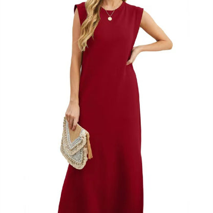 Summer Sleeveless Slit Dress With Pockets Casual Loose Long Dresses For Womens Clothing