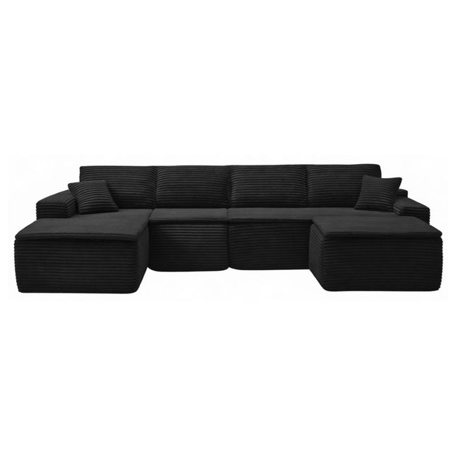 134' Modern Minimalist Modular Sectional Couch, Comfort L Shaped 4-Seat Lounge Sofa with Seat Cushion&Ottoman, Left Hand Facing