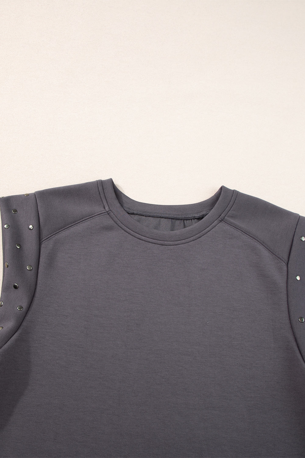 Dark Grey Casual Studded Round Neck T Shirt - Eloy Royal