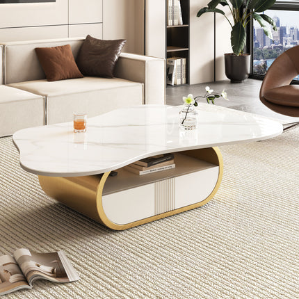 Modern Butterfly Coffee Table with Sintered Stone Top – Oval Center Table