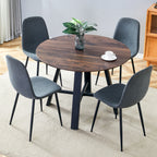 Table and chair set.42 Inch Diameter Modern minimalist round dining table.Paired with 4 Dark Gray Linen Fabric Chairs.Iron Pipe Spraying Chair Legs. Suitable for kitchen,Dining room,etc.