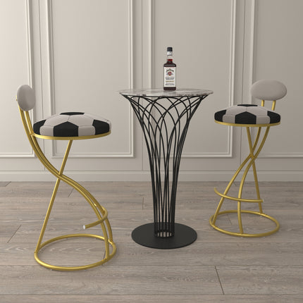 Football Print Bar Stools Set of 2 Upholstered Counter Height Barstool for