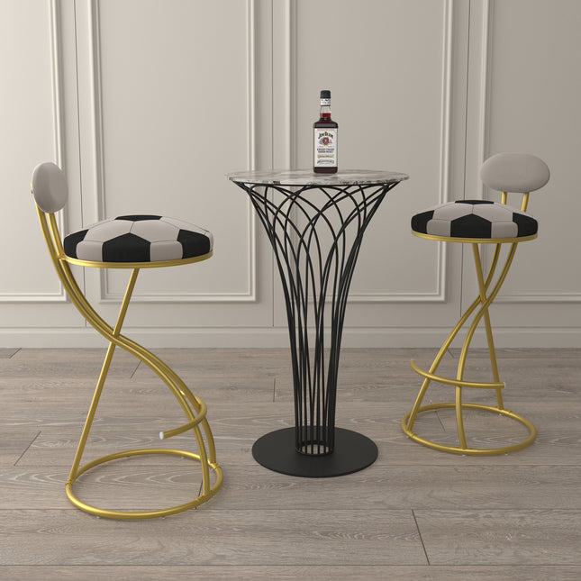 Football Print Bar Stools Set of 2 Upholstered Counter Height Barstool for