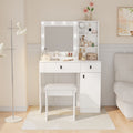 Vanity Desk with Lights, Vanity Set with Mirror, Makeup Vanity Desk with Large Drawers & Three Level Storage Dreeser, Vanitys/Vanities with 3 Lights Brightness Adjustable for Bedroom, White