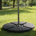 Heavy-Duty Fan-Style Cantilever Umbrella Base, 4-Panel Refillable with Water/Sand (220 lbs), Weatherproof HDPE with Metal Lock Hooks, Stackable & Portable, Black – for Backyard, Lawn, Pool