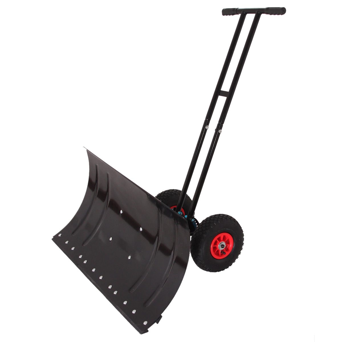 30' Heavy Duty Snow Shovel with Wheels, Garvee Adjustable Angle & Height Ergonomic Handle, Sidewalk & Pavement Clearing