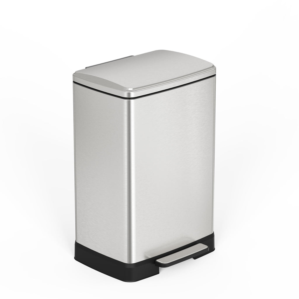 Brushed Nickel 17 Gallons Pedal Trash Can with Soft Close Lid, Removable Inner Bucket & Detachable Wheels, Odor Control Slot for Kitchen Home
