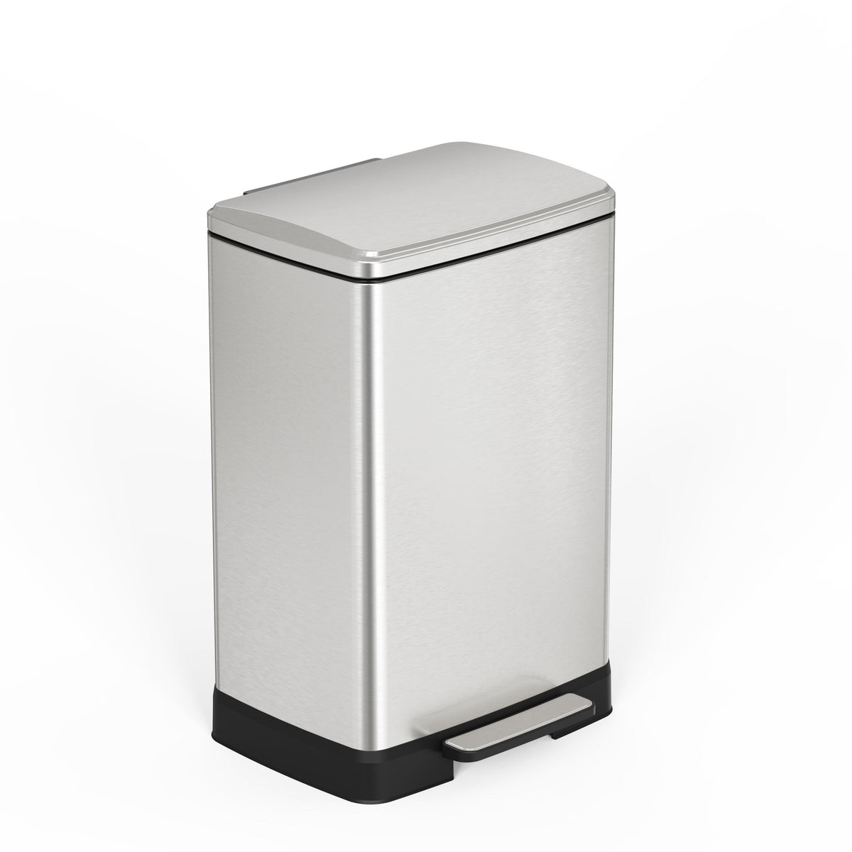 Brushed Nickel 17 Gallons Pedal Trash Can with Soft Close Lid, Removable Inner Bucket & Detachable Wheels, Odor Control Slot for Kitchen Home