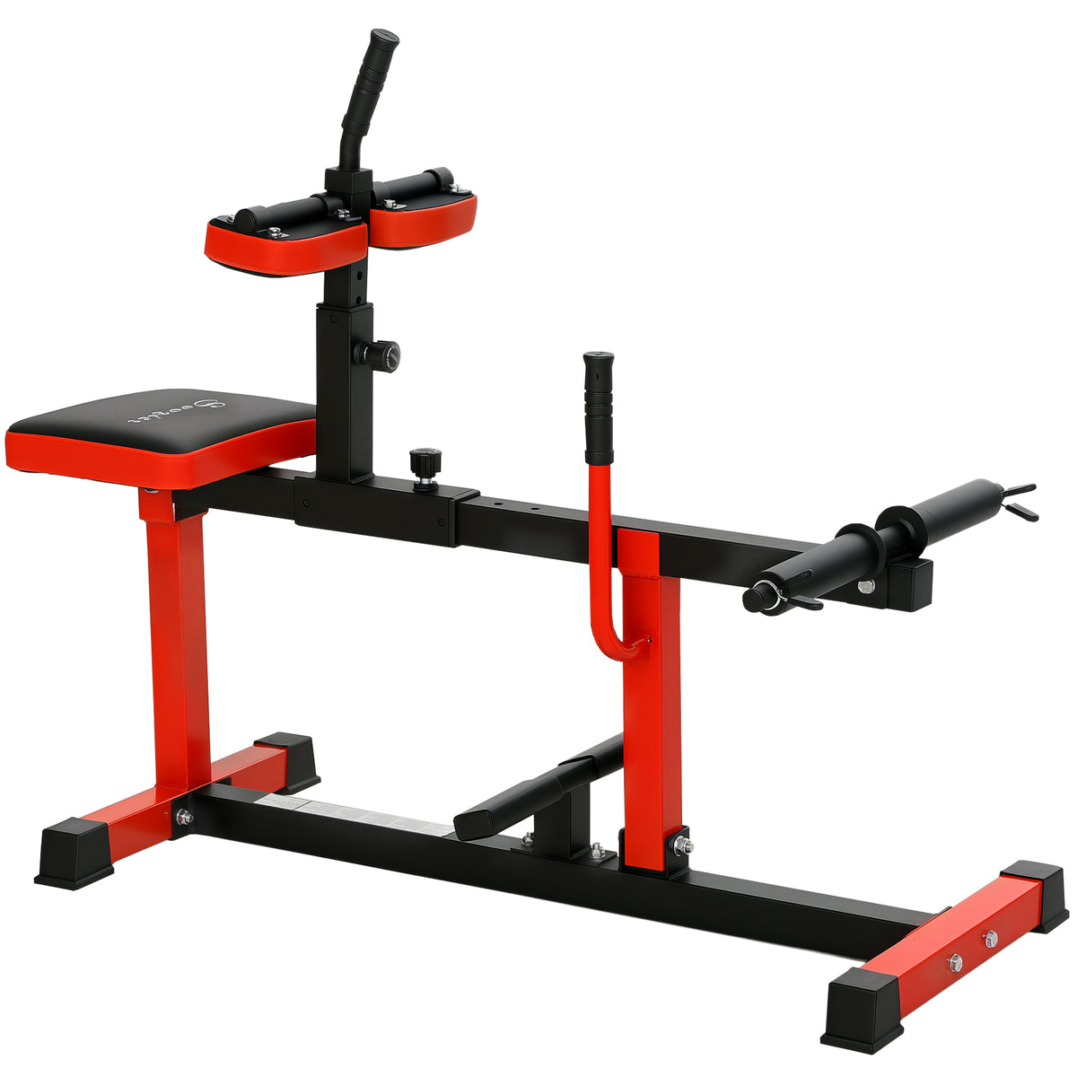 Soozier Adjustable Steel Seated Calf Raise Exercise Strength Training Gym Equipment, Red