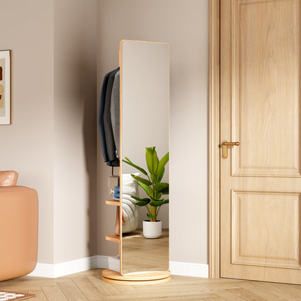 360° Rotating 69 in x20 in Multifunctional Full Length Mirror with Hook