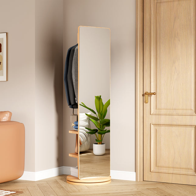 360° Rotating 69 in x20 in Multifunctional Full Length Mirror with Hook