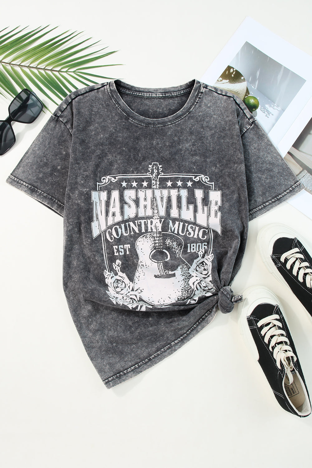 Red Nashville Rock Band T Shirt Vintage Washed Tee - Eloy Royal