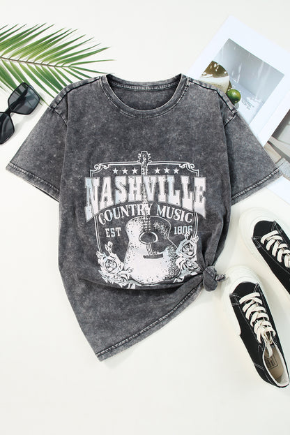 Red Nashville Rock Band T Shirt Vintage Washed Tee - Eloy Royal