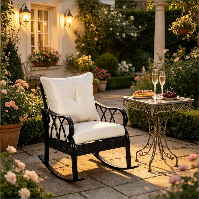 Classic Style Patio Rocking Chair,Garden Rocker Chair,Outdoor Rattan Rocking Chair