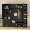 U-Can American Style 4-in-1 Hall Tree with Padded Bench, 4 Hooks, and Adjustable Storage Shelves