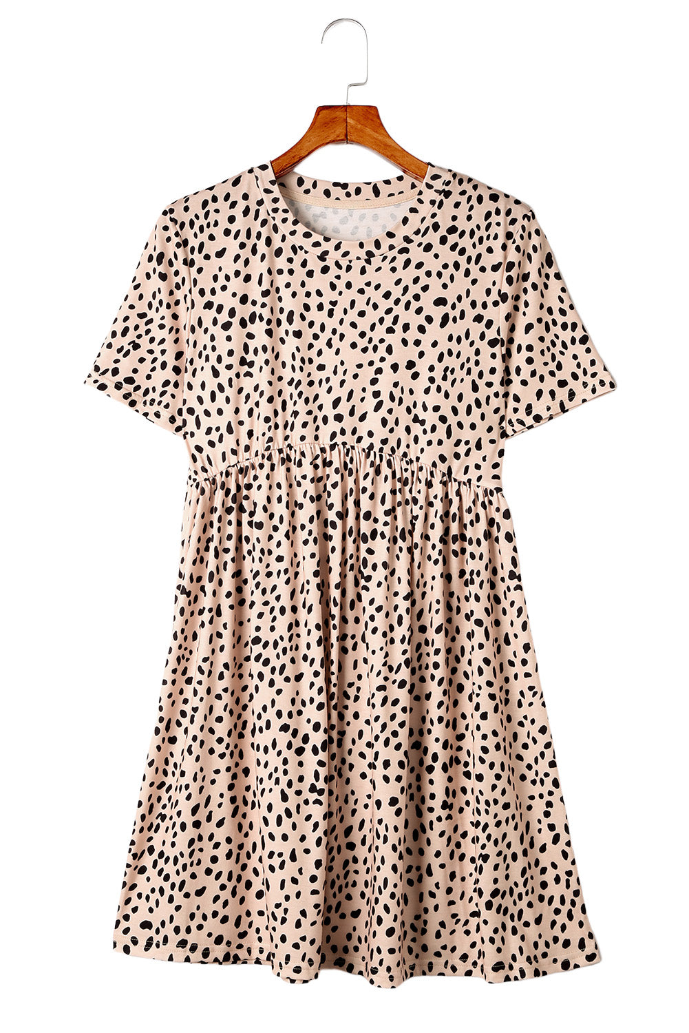 Khaki Short Sleeve Casual Leopard Print Dress for Women - Eloy Royal