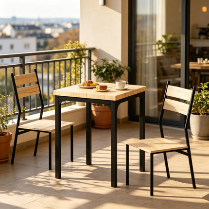 Morning Coffee Table and Chair Furniture Set,3-Piece Dining Table Furniture Set,Conversation Table and Chair Furniture Set(Only 1pcs Table and 2pcs Chairs)