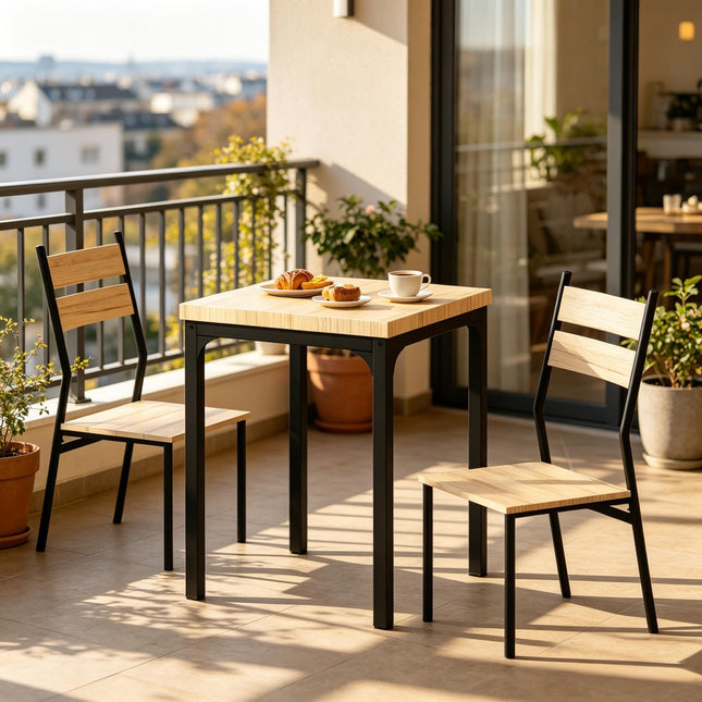 Morning Coffee Table and Chair Furniture Set,3-Piece Dining Table Furniture Set,Conversation Table and Chair Furniture Set(Only 1pcs Table and 2pcs Chairs)
