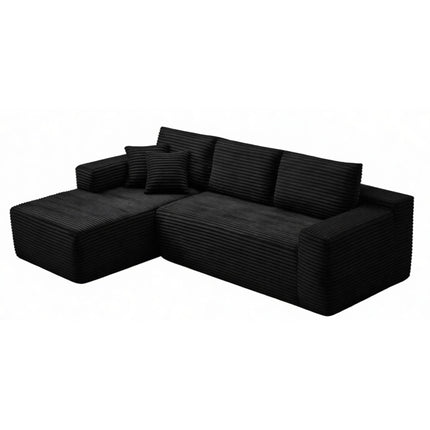 106.5' L-Shaped Corduroy Upholstered 3-Seat Lounge Sofa with Chaise, Left Hand Facing