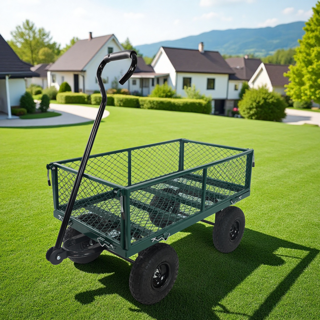 Wagon Cart Garden cart trucks make it easier to transport firewood (green)