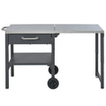 Foldable Outdoor Kitchen Cart with Stainless Steel Top and Storage Space, Gray Iron Frame, 54.7 x 23.3 x 30.7 Inches