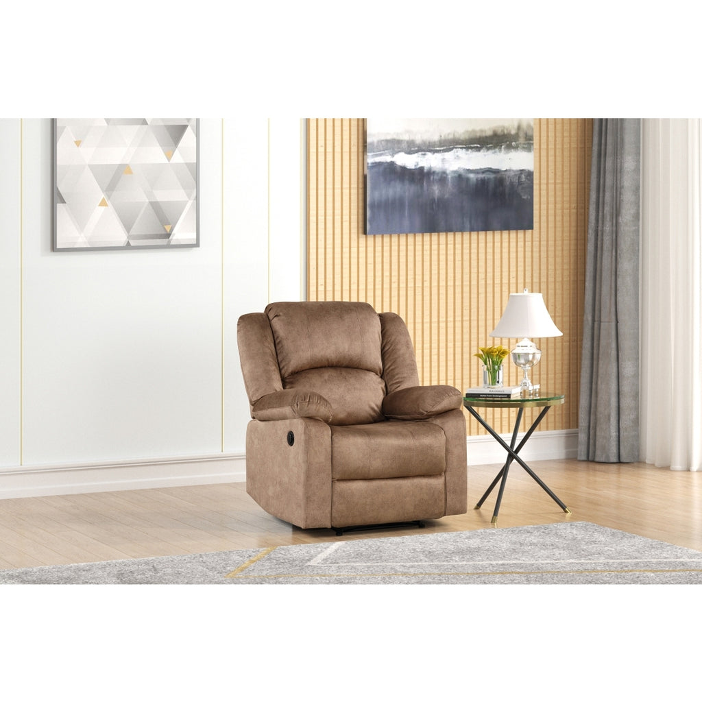 Fabric Upholstered Power Recliner Armchair with Pillow Top, Modern Living Room Sofa Chair, Tan