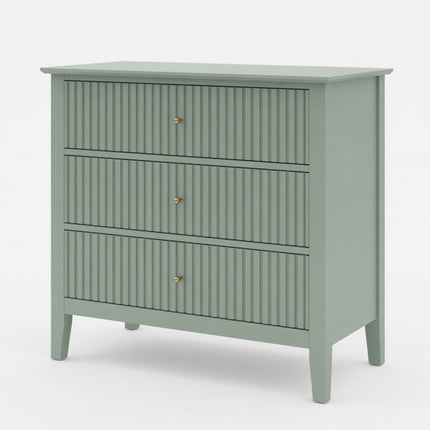 Modern Mint Green Fluted 3-Drawer Nightstand, 32' Wide with Soft-Close Slides, Engineered Wood, Blush Finish