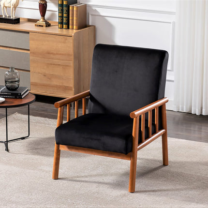 25'' Wide Classic Mid-Century Modern Arm Chair, Black