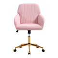 Juliet Velvet Swivel Desk Chair, Baby Pink