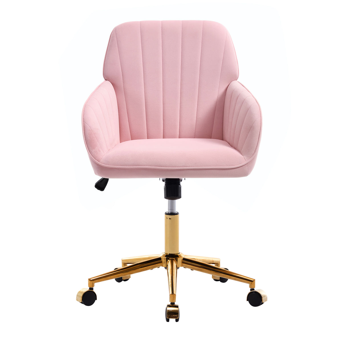 Juliet Velvet Swivel Desk Chair, Baby Pink