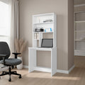 FM FURNITURE Anderson Computer Desk with Hutch Small Space Writing Study Table White