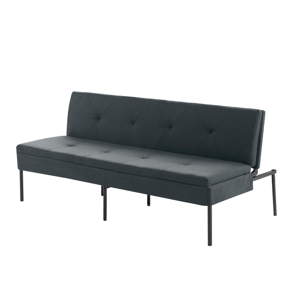 Gray 3-Seater Futon Sofa Bed, Twin Folding Sleeper Sofa, Sturdy Metal Frame, Skin-Friendly Polyester Upholstery, Adjustable Backrest, Convertible Couch for Small Spaces, Apartment, Dorm, Office