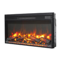 30 inch electric fireplace insert, ultra thin heater with log set & realistic flame, remote control with timer, overheating protection