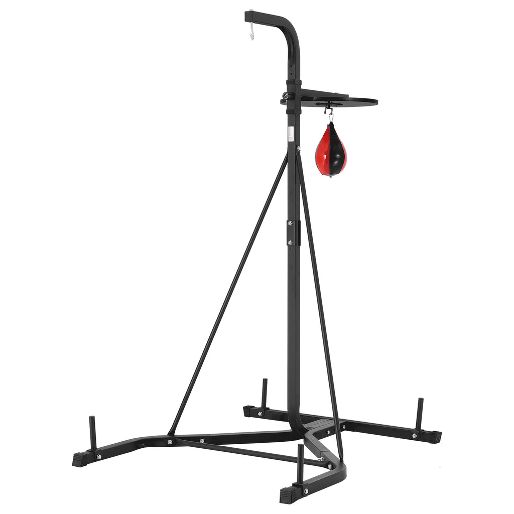2 in 1 Punching Bag Stand, Steel Heavy Duty Workout Equipment, Adjustable Height Boxing Punching Bag and Speed Bag Stand, Freestanding Sandbag Rack, Holds Up to 140 lbs, for Home Gym Fitness