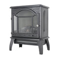 Classical Free-Standing 3D Flame Electric Infrared Quartz Fireplace Stove with Remote Control in Antique Black