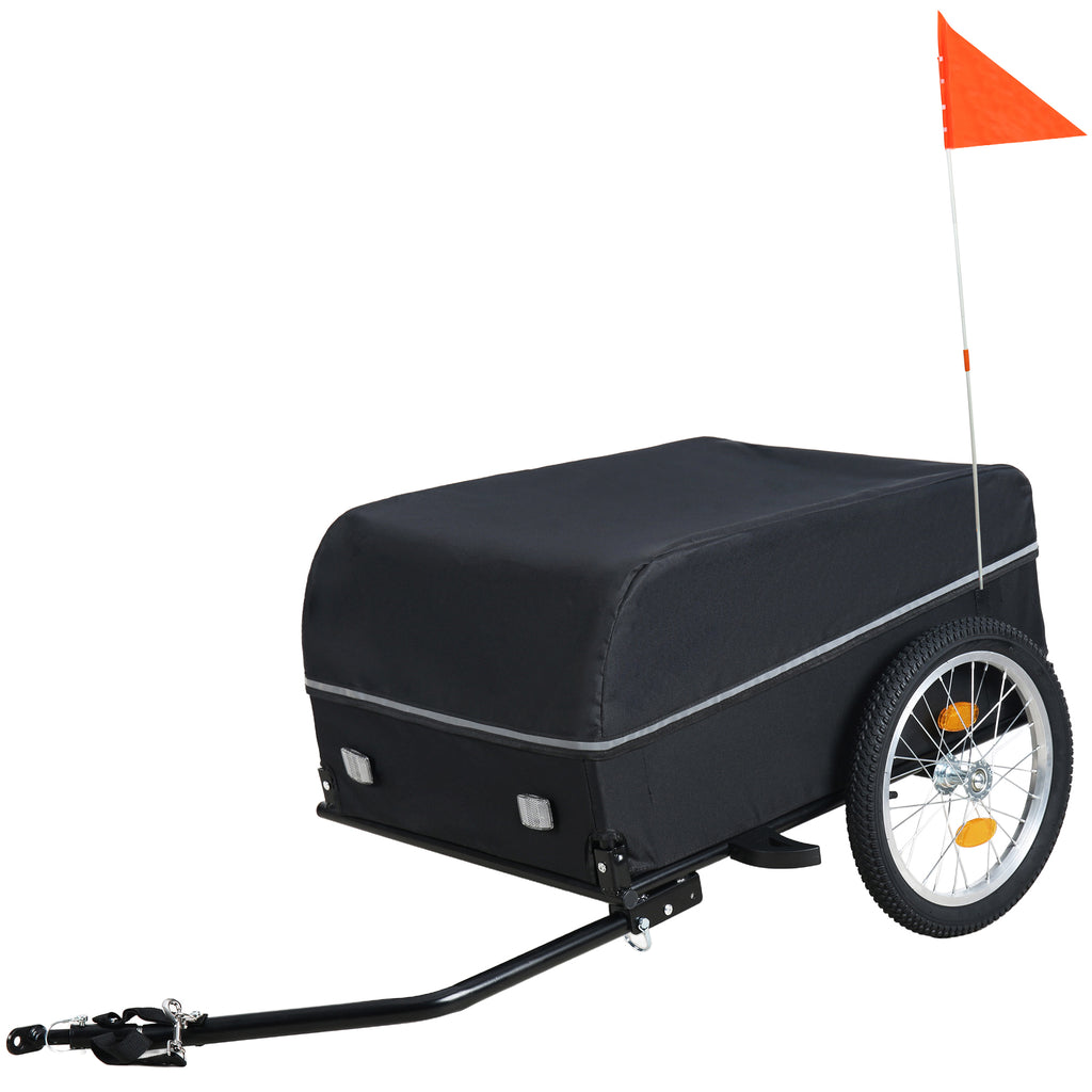 Bike Cargo Trailer.A vehicle designed for carrying small loads that can be towed by attaching it to the rear of a bicycle or pulled manually from the front.