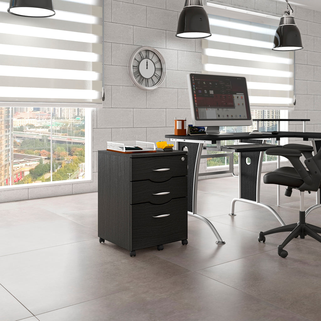 Rolling Storage and File Cabinet, Espresso