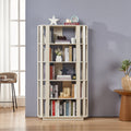 Wooden Oval Open Bookshelf, MDF Grid Frame Freestanding Bookcase, 5-Tier Easy Assembly Storage Display Rack for Living Room Home Office Decor, DIY Free Combination Storage Cabinet Study Room