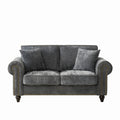 Modern 2-Seater Sofa with Rolled Arms, Tufted Upholstered Couch in Gray Fabric, 63 Inches
