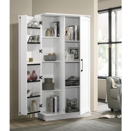 Lino 35'W White Storage Cabinet with Swing-Out Storage Door