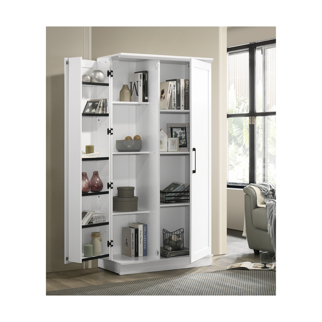 Lino 35'W White Storage Cabinet with Swing-Out Storage Door