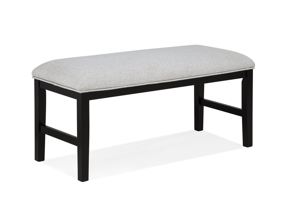 1pc Light Gray Upholstered Bench Soft Neutral Tone Dark Finish Legs Wooden Dining Room Furniture