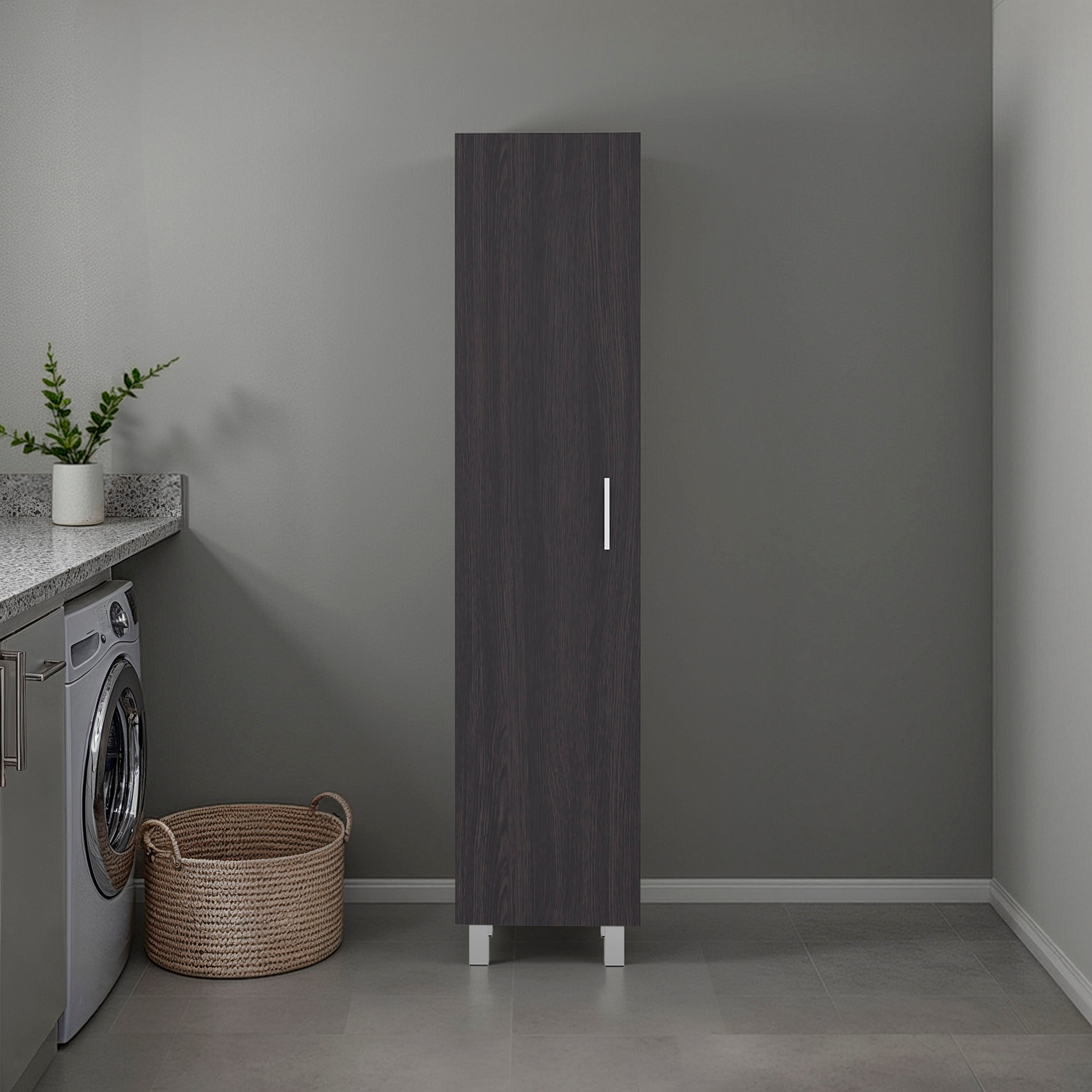 Vegas Storage Cabinet for Laundry Room with Fixed Shelves, Wenge